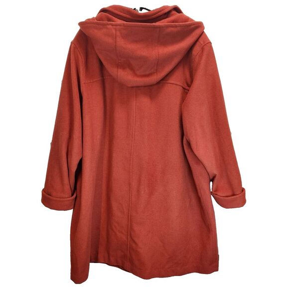 Jessica London Womens Wool Bland Coat Size 30 Orange Hooded Office Academia Fall - Picture 2 of 10
